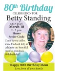 80th Birthday  CELEBRATION FOR Betty Standing