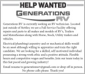 Help Wanted at Generations RV