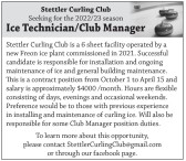 Seeking Ice Technician/Club Manager for the 2022/23 season